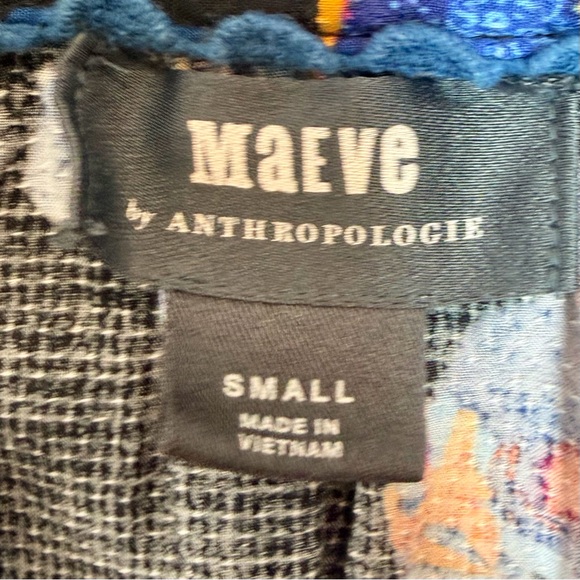 Anthro Maeve Colette Peasant Blouse Floral Boho Black Pink Size S - Picture 4 of 12